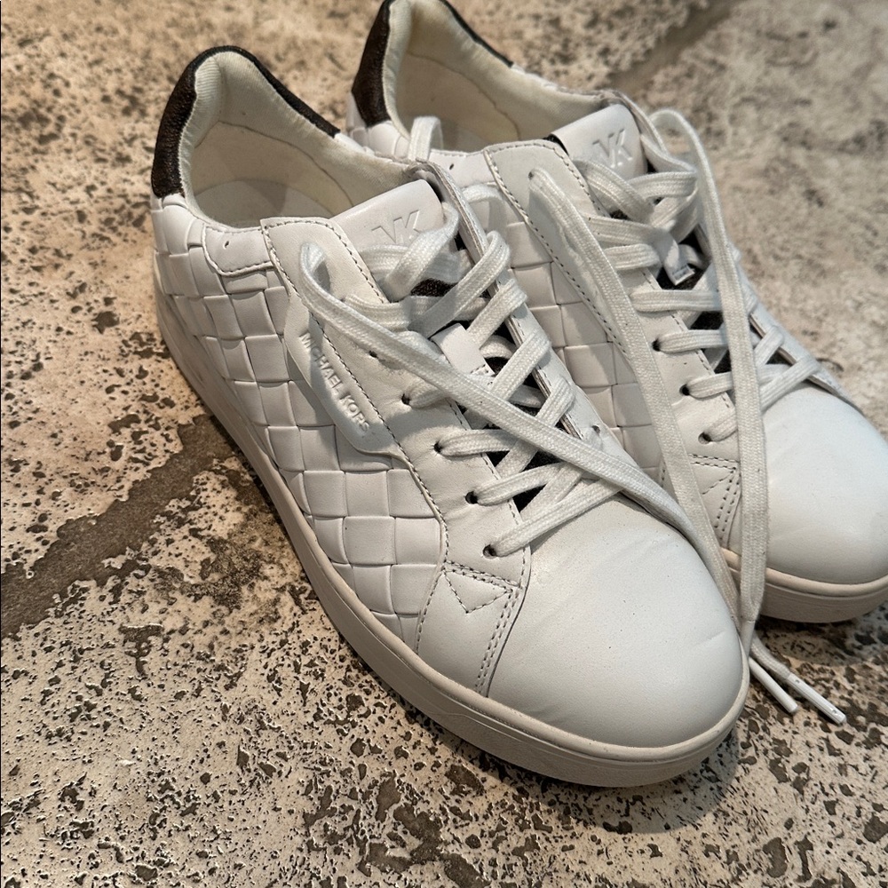 Michael Kors White and Brown Sneakers